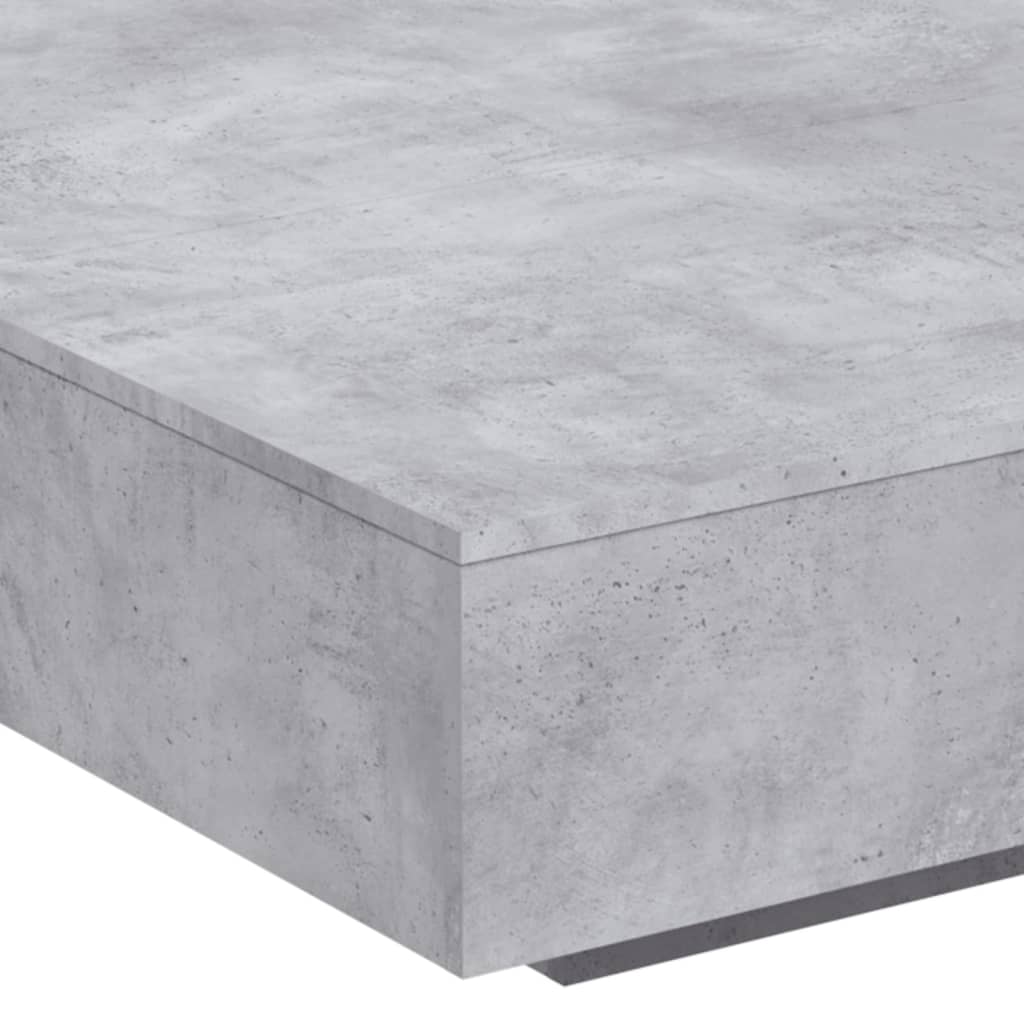 Salongbord Sofabord Betonggrå med LED-lys 100x100x31 cm