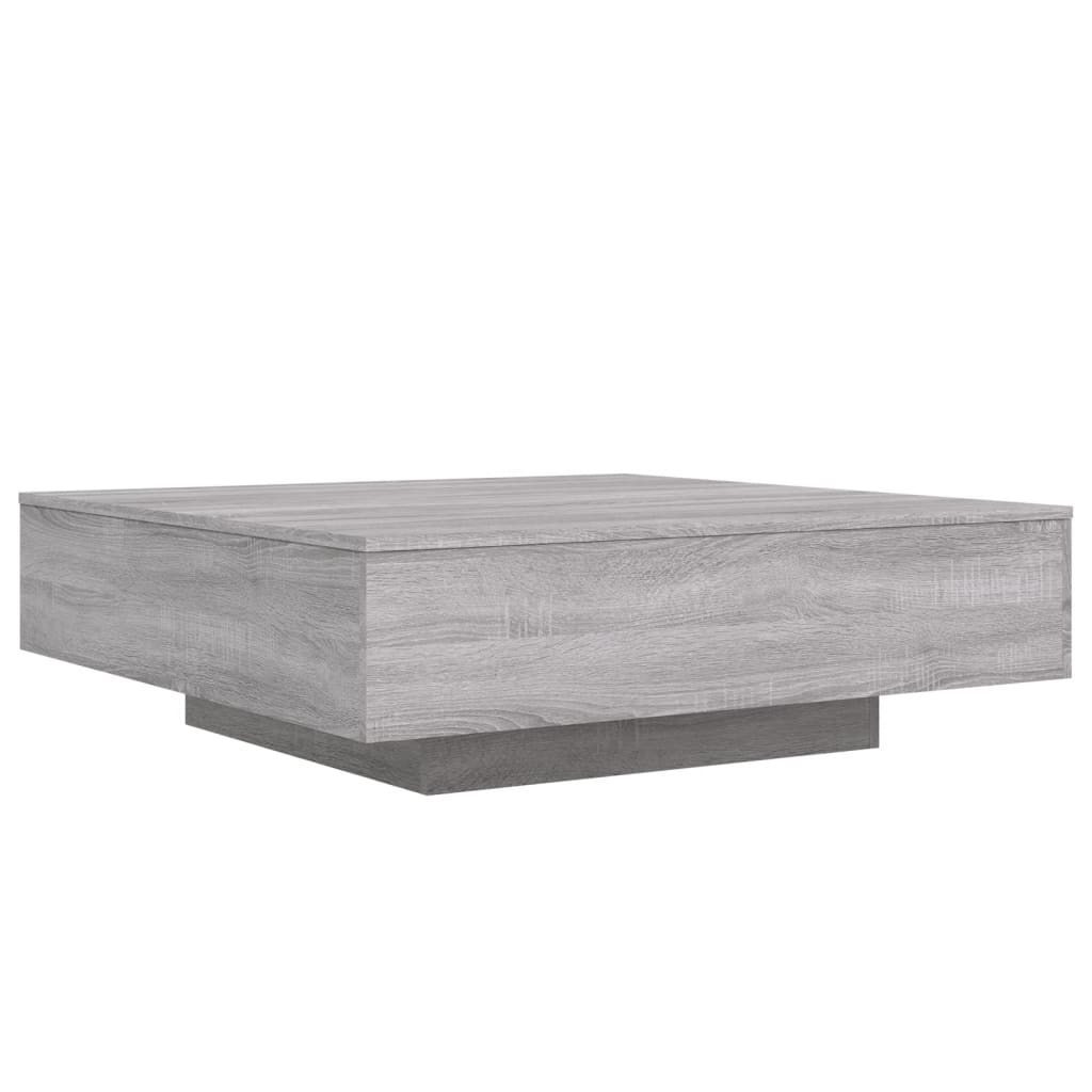 Salongbord Sofabord Sonoma Grå med LED-lys 100x100x31 cm
