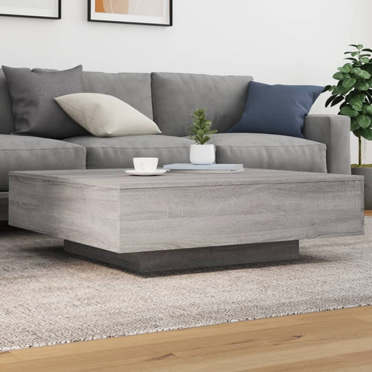 Salongbord Sofabord Sonoma Grå med LED-lys 100x100x31 cm