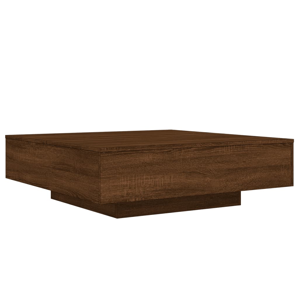 Salongbord Sofabord Brun med LED-lys brun Eik 100x100x31 cm