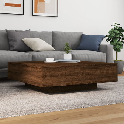 Salongbord Sofabord Brun med LED-lys brun Eik 100x100x31 cm