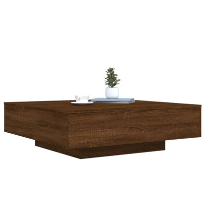 Salongbord Sofabord Brun med LED-lys brun Eik 100x100x31 cm