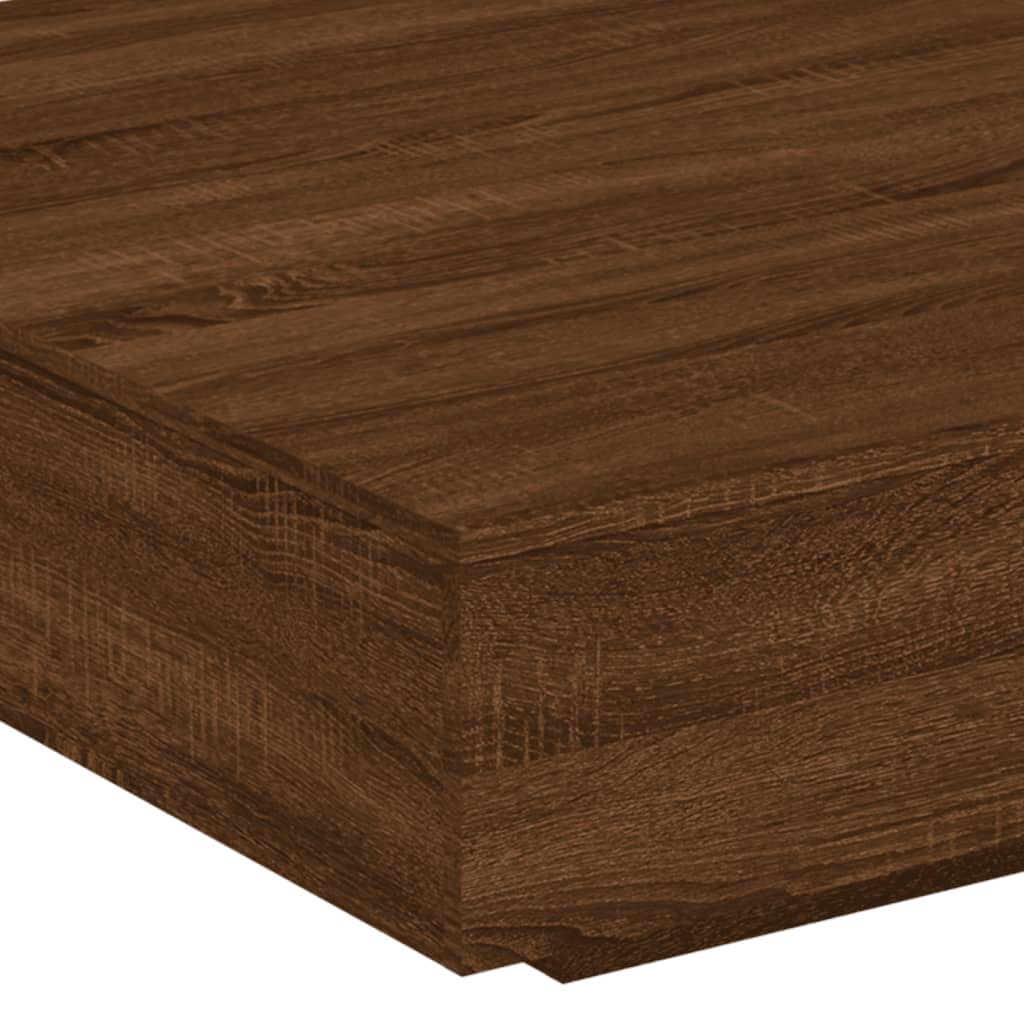 Salongbord Sofabord Brun med LED-lys brun Eik 100x100x31 cm