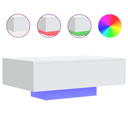 Salongbord Sofabord Hvit med LED-lys 85x55x31 cm