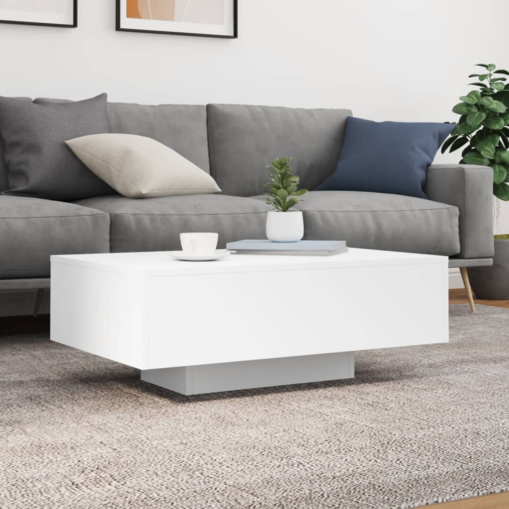 Salongbord Sofabord Hvit med LED-lys 85x55x31 cm