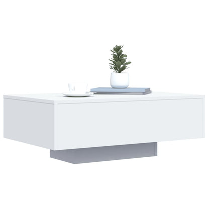 Salongbord Sofabord Hvit med LED-lys 85x55x31 cm