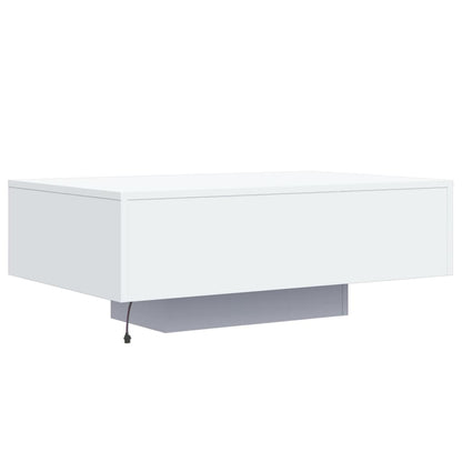 Salongbord Sofabord Hvit med LED-lys 85x55x31 cm