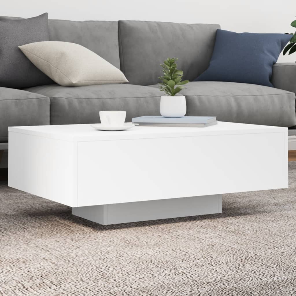 Salongbord Sofabord Hvit med LED-lys 85x55x31 cm
