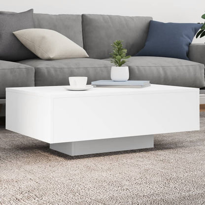 Salongbord Sofabord Hvit med LED-lys 85x55x31 cm