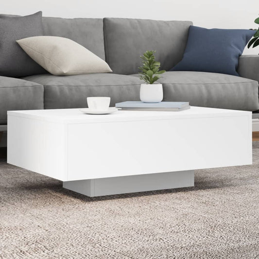 Salongbord Sofabord Hvit med LED-lys 85x55x31 cm