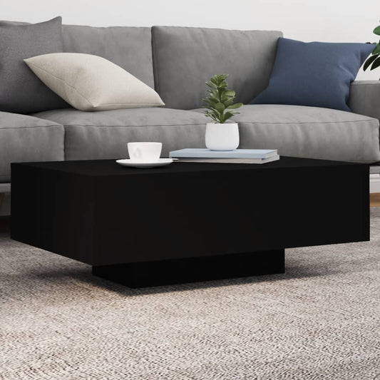 Salongbord Sofabord Svart med LED-lys 85x55x31 cm