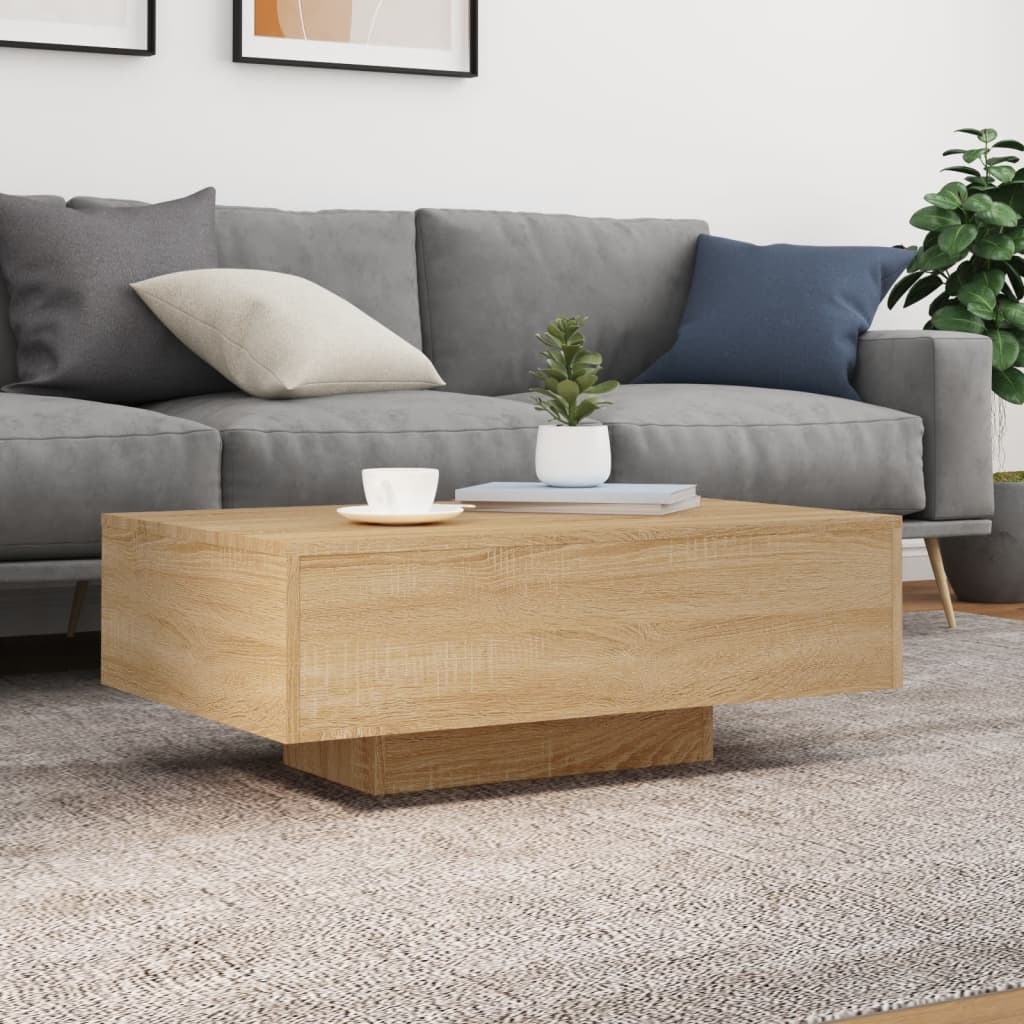 Salongbord Sofabord Sonoma Eik med LED-lys 85x55x31 cm