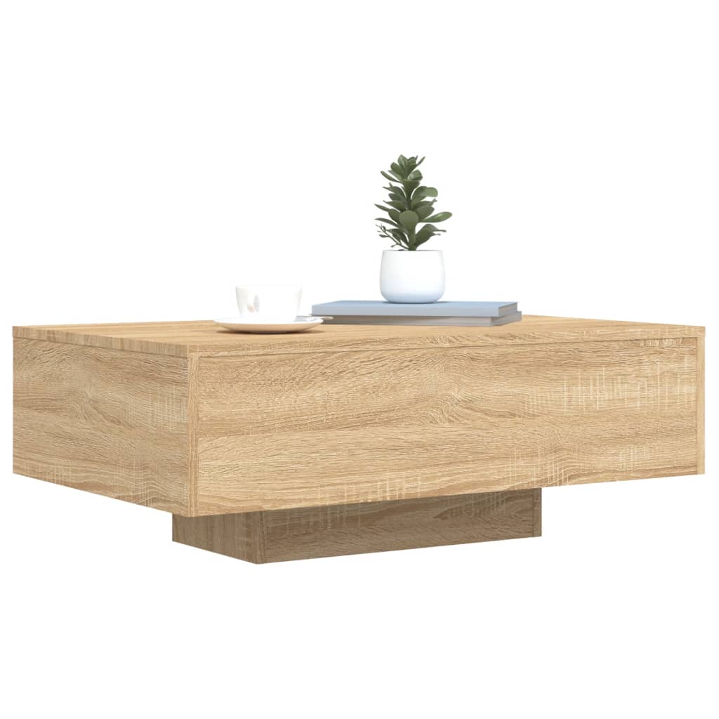 Salongbord Sofabord Sonoma Eik med LED-lys 85x55x31 cm