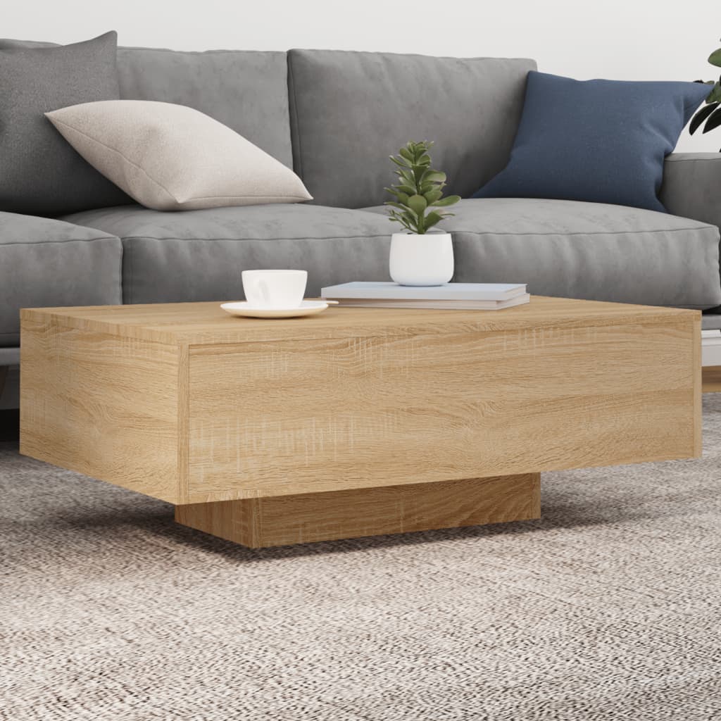 Salongbord Sofabord Sonoma Eik med LED-lys 85x55x31 cm