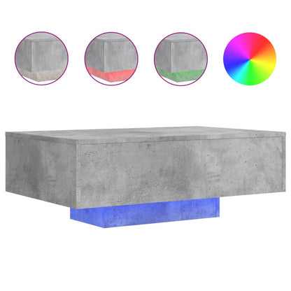 Salongbord Sofabord Betonggrå med LED-lys 85x55x31 cm