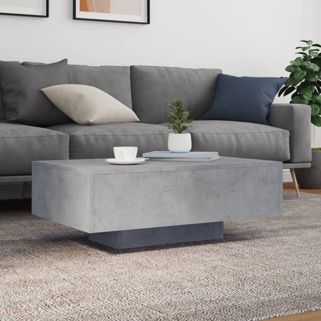 Salongbord Sofabord Betonggrå med LED-lys 85x55x31 cm