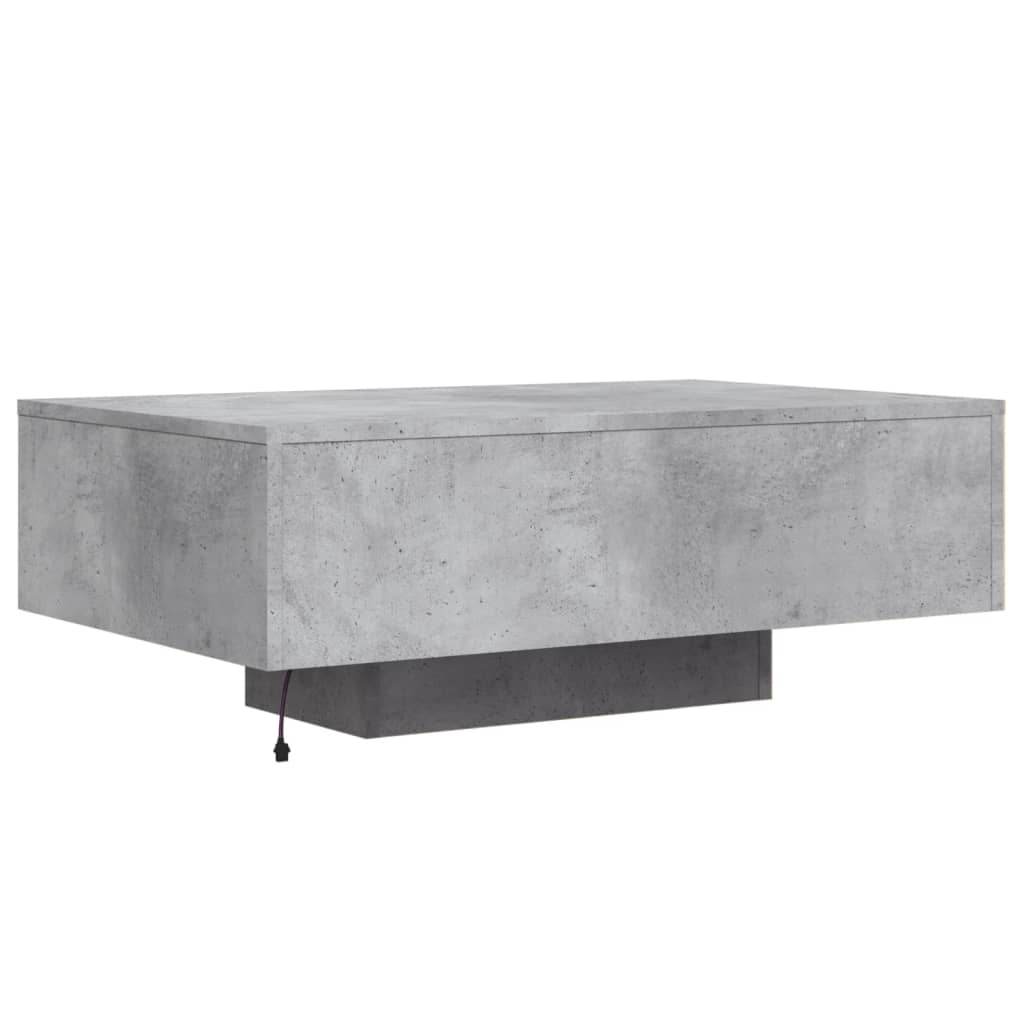 Salongbord Sofabord Betonggrå med LED-lys 85x55x31 cm