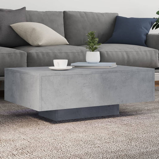 Salongbord Sofabord Betonggrå med LED-lys 85x55x31 cm