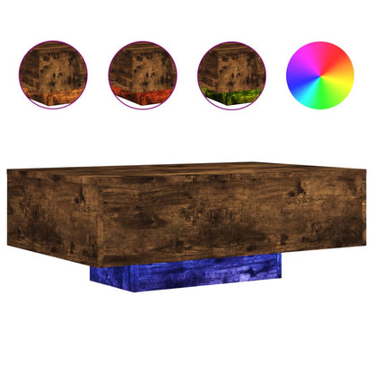 Salongbord Sofabord Røkt Eik med LED-lys 85x55x31 cm