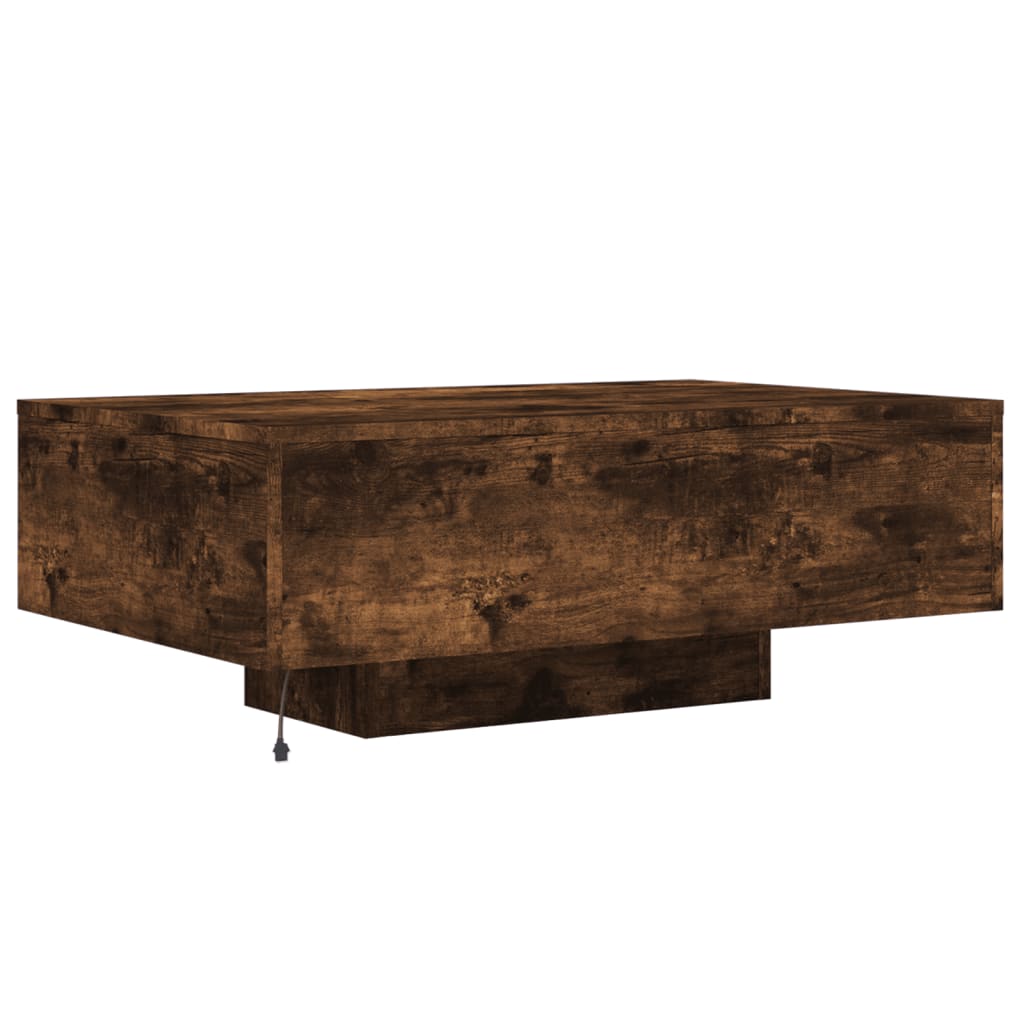 Salongbord Sofabord Røkt Eik med LED-lys 85x55x31 cm