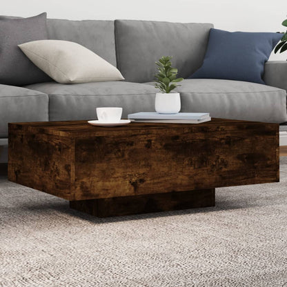 Salongbord Sofabord Røkt Eik med LED-lys 85x55x31 cm