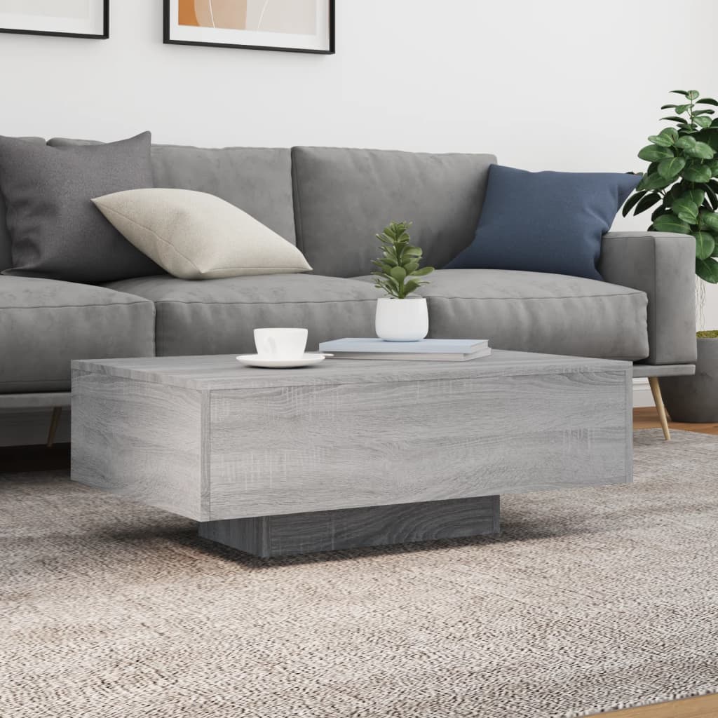 Salongbord Sofabord Sonoma Grå med LED-lys 85x55x31 cm
