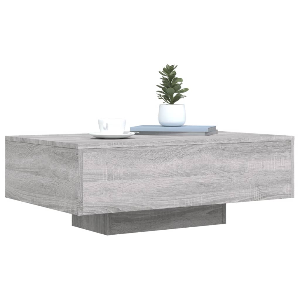 Salongbord Sofabord Sonoma Grå med LED-lys 85x55x31 cm