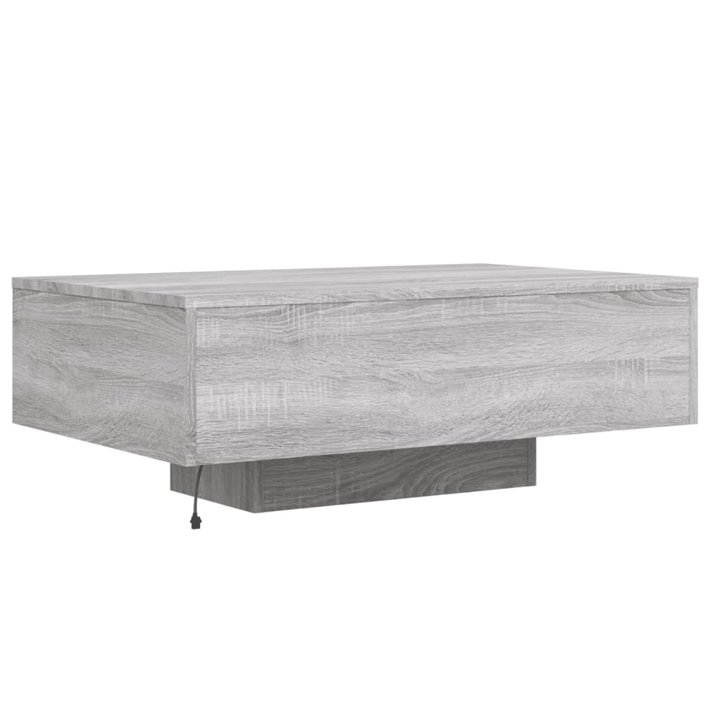 Salongbord Sofabord Sonoma Grå med LED-lys 85x55x31 cm