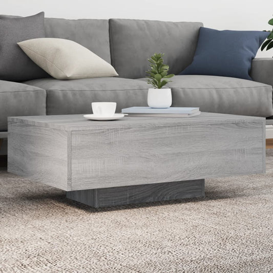 Salongbord Sofabord Sonoma Grå med LED-lys 85x55x31 cm