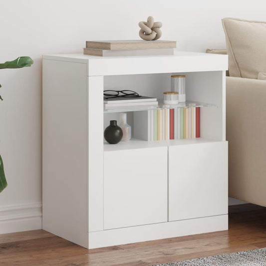 Skjenk Hvit med LED-lys 60,5x37x67 cm