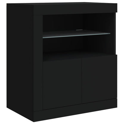 Skjenk Svart med LED-lys 60,5x37x67 cm