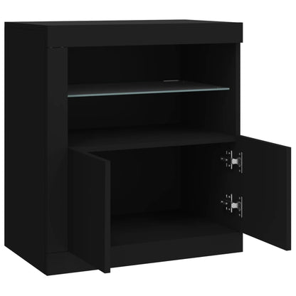 Skjenk Svart med LED-lys 60,5x37x67 cm