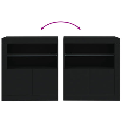 Skjenk Svart med LED-lys 60,5x37x67 cm
