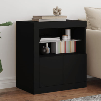 Skjenk Svart med LED-lys 60,5x37x67 cm