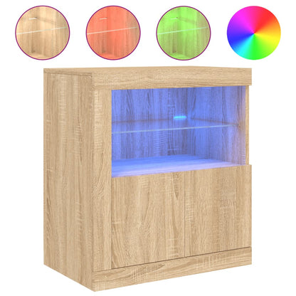 Skjenk Sonoma Eik med LED-lys 60,5x37x67 cm