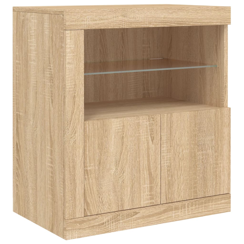 Skjenk Sonoma Eik med LED-lys 60,5x37x67 cm