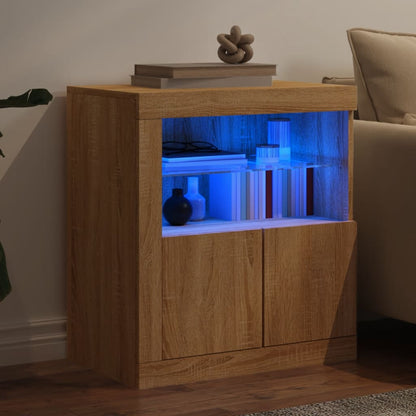 Skjenk Sonoma Eik med LED-lys 60,5x37x67 cm