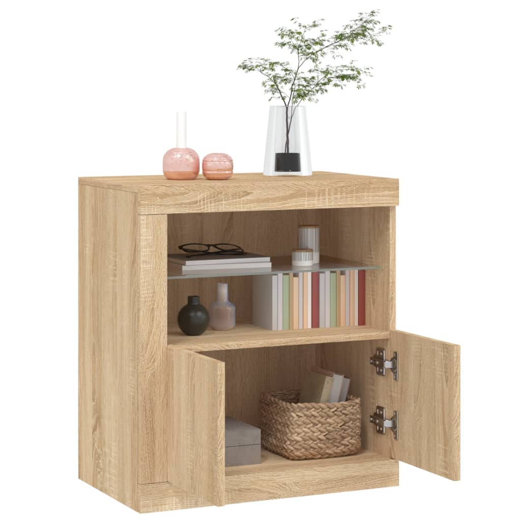 Skjenk Sonoma Eik med LED-lys 60,5x37x67 cm