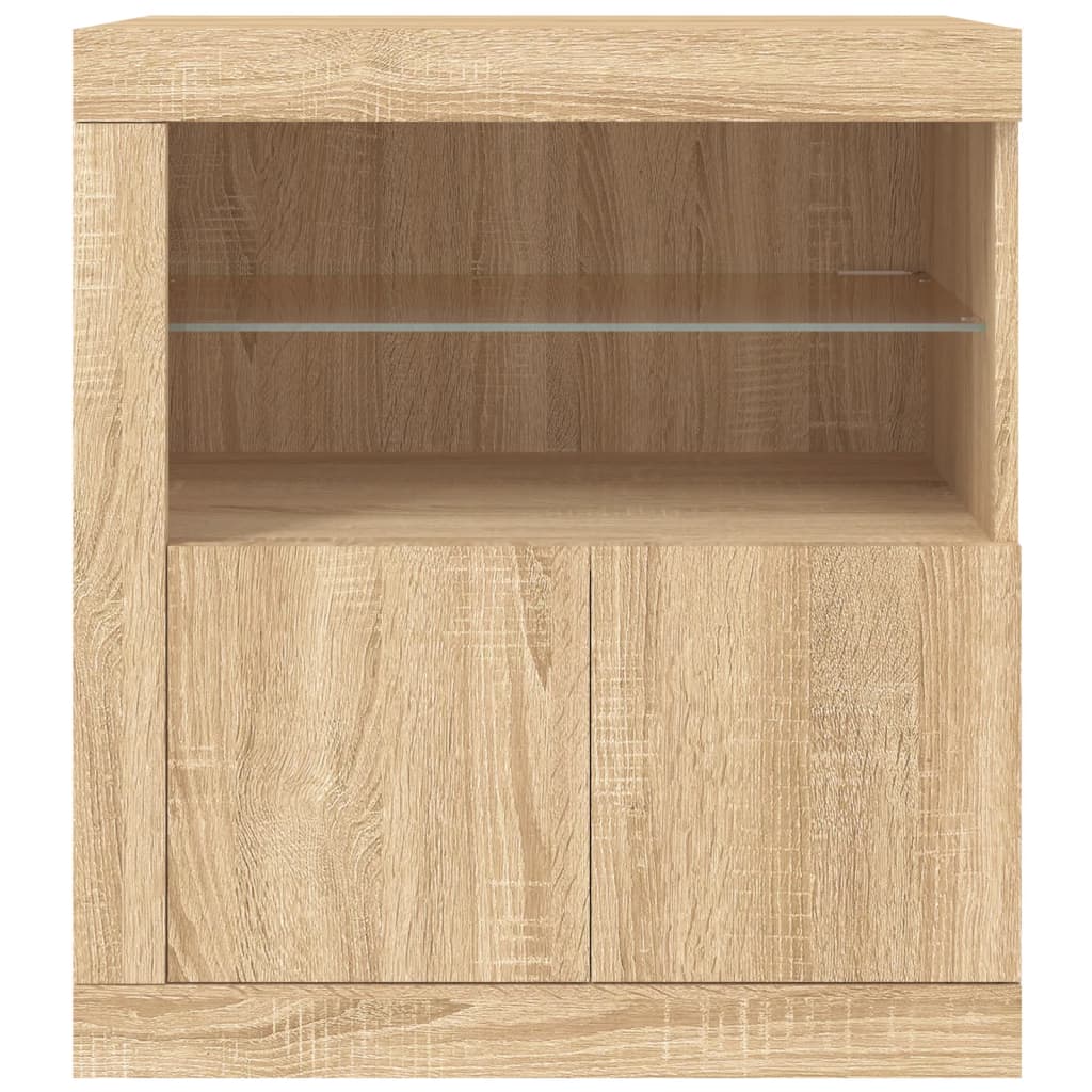 Skjenk Sonoma Eik med LED-lys 60,5x37x67 cm