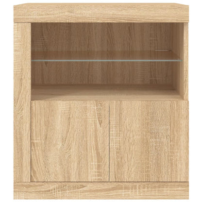 Skjenk Sonoma Eik med LED-lys 60,5x37x67 cm