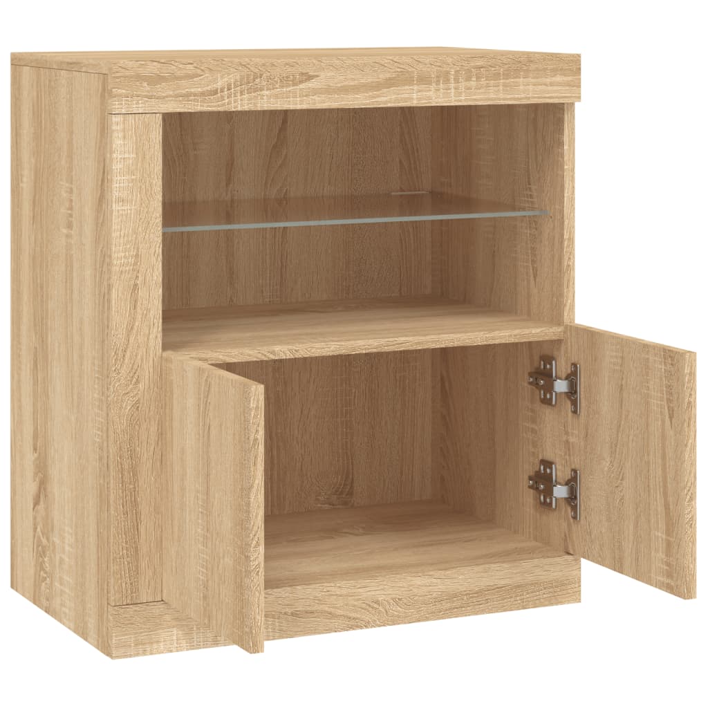 Skjenk Sonoma Eik med LED-lys 60,5x37x67 cm