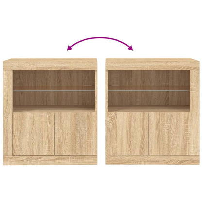 Skjenk Sonoma Eik med LED-lys 60,5x37x67 cm