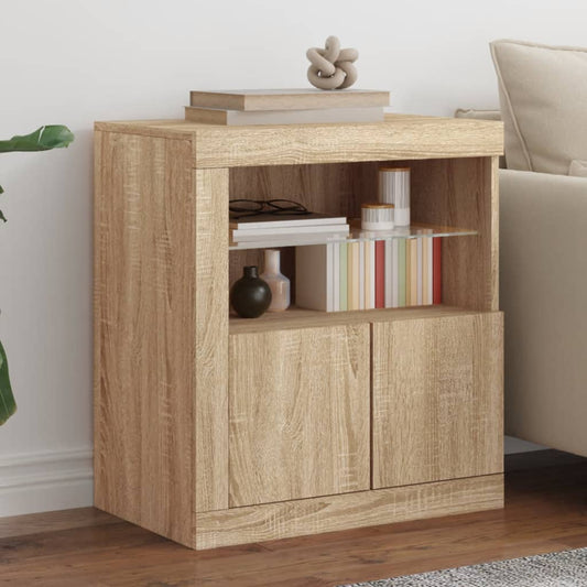 Skjenk Sonoma Eik med LED-lys 60,5x37x67 cm
