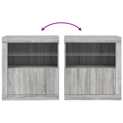 Skjenk Sonoma Grå med LED-lys 60,5x37x67 cm