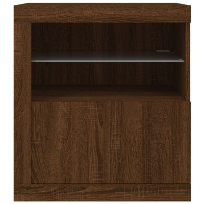 Skjenk Brun Eik med LED-lys 60,5x37x67 cm