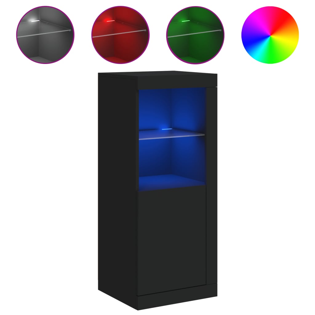 Skjenk Svart med LED-lys 41x37x100 cm