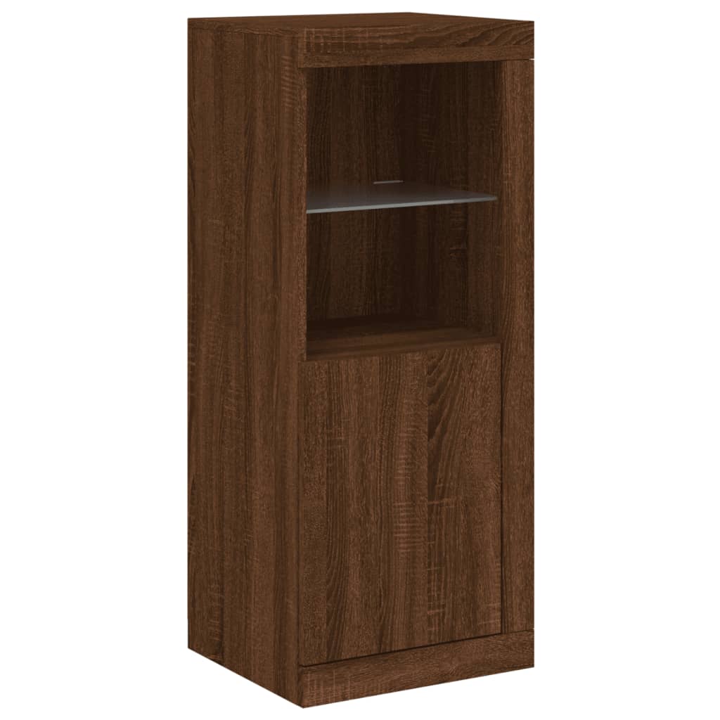 Skjenk Brun Eik med LED-lys 41x37x100 cm