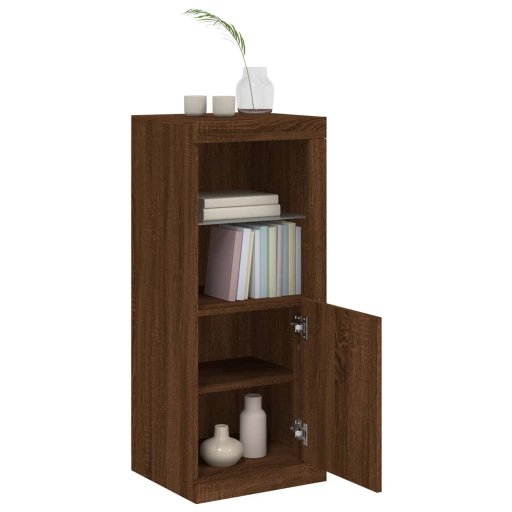 Skjenk Brun Eik med LED-lys 41x37x100 cm
