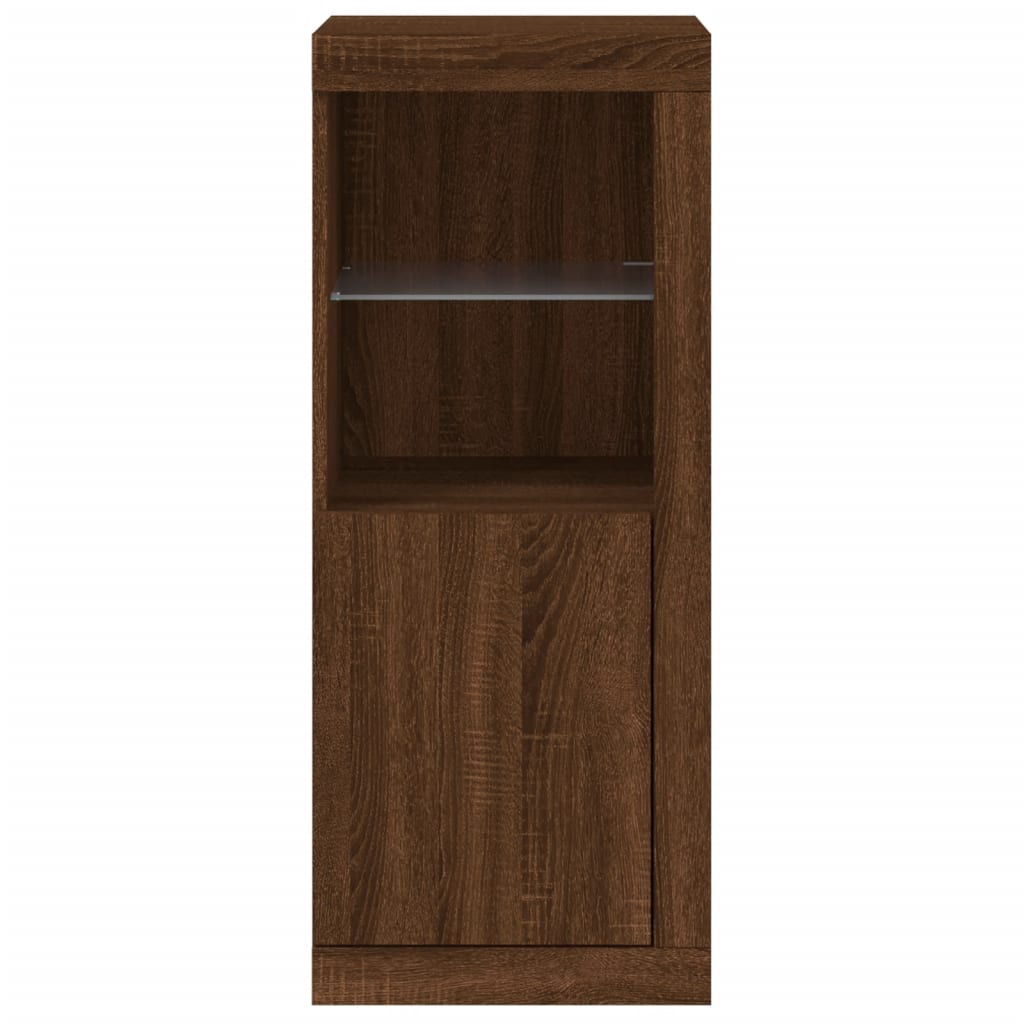 Skjenk Brun Eik med LED-lys 41x37x100 cm