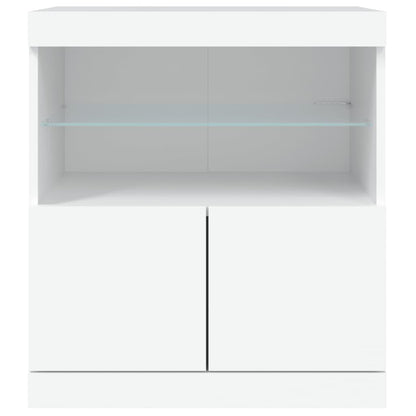 Skjenk Hvit med LED-lys 60x37x67 cm